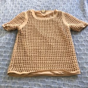 J.Crew Nude knit waffle top